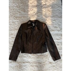 Bianca Nygard Brown Animal Print Blazer Jacket Career Business size 8